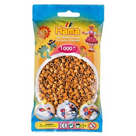 Hama – Lot De Perles à Repasser Midi – Tons Marron Et Beige – 7 Couleurs – Avec Instructions Pour 3 Modèles