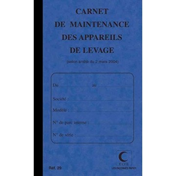 ELVE Carnet de maintenance...